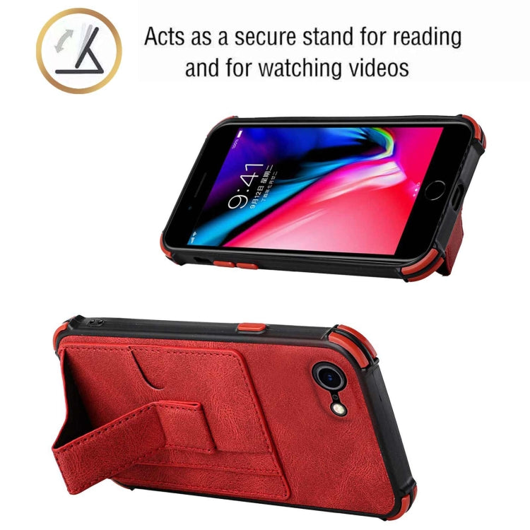 For iPhone SE 2022 / SE 2020 / 8 / 7 Dream PU+TPU Four-corner Shockproof Back Cover Case with Card Slots & Holder