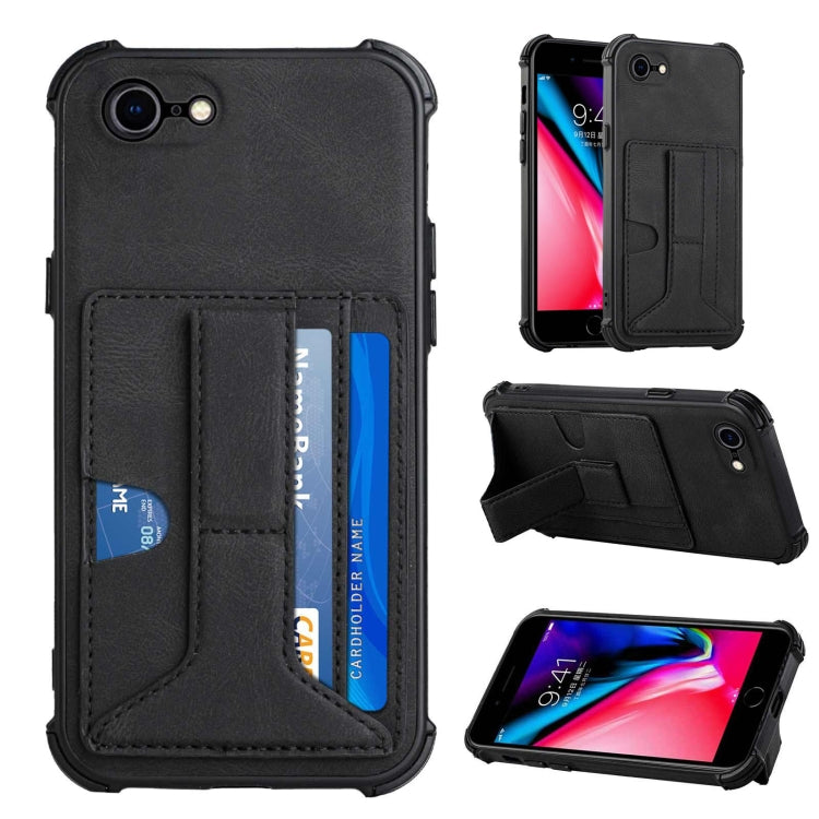For iPhone SE 2022 / SE 2020 / 8 / 7 Dream PU+TPU Four-corner Shockproof Back Cover Case with Card Slots & Holder