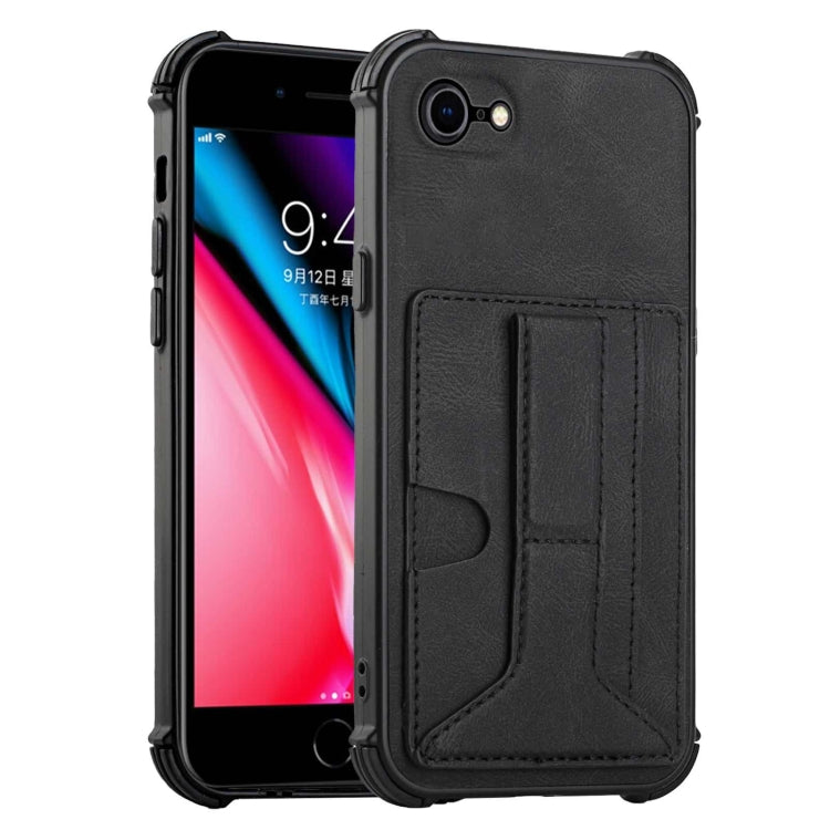 For iPhone SE 2022 / SE 2020 / 8 / 7 Dream PU+TPU Four-corner Shockproof Back Cover Case with Card Slots & Holder