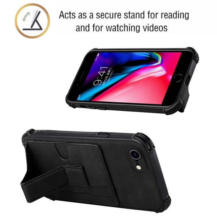 For iPhone SE 2022 / SE 2020 / 8 / 7 Dream PU+TPU Four-corner Shockproof Back Cover Case with Card Slots & Holder