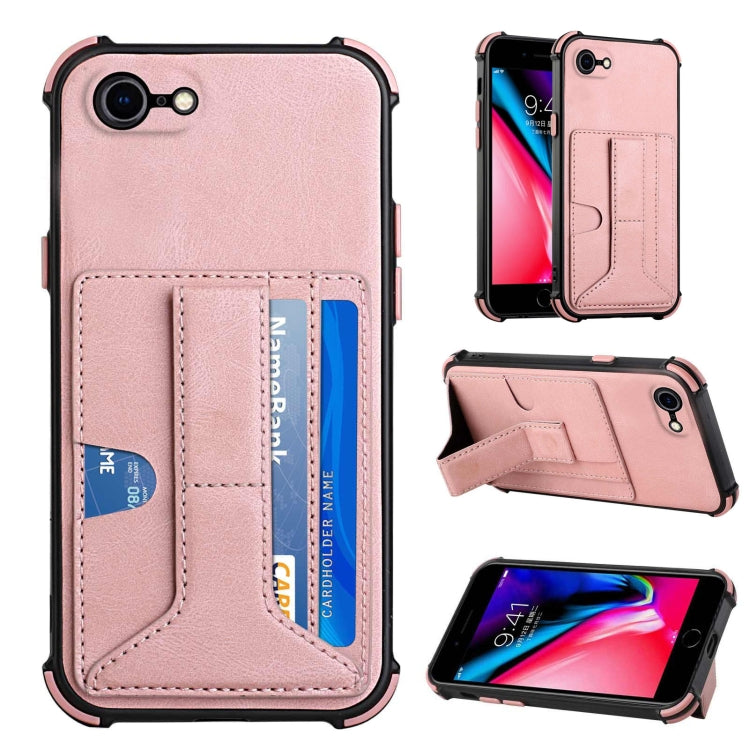 For iPhone SE 2022 / SE 2020 / 8 / 7 Dream PU+TPU Four-corner Shockproof Back Cover Case with Card Slots & Holder