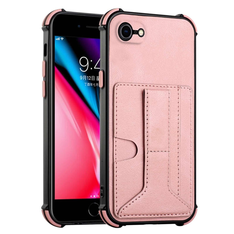 For iPhone SE 2022 / SE 2020 / 8 / 7 Dream PU+TPU Four-corner Shockproof Back Cover Case with Card Slots & Holder