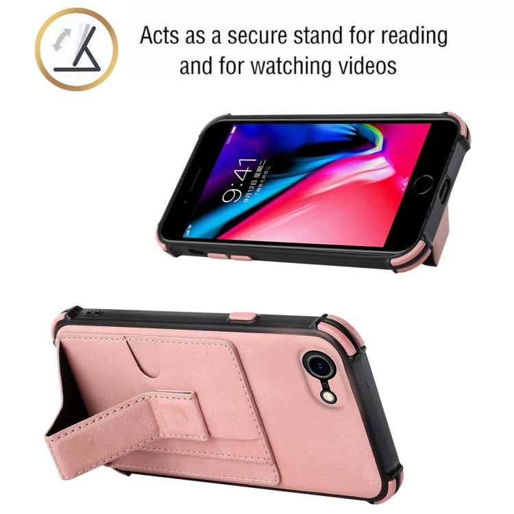 For iPhone SE 2022 / SE 2020 / 8 / 7 Dream PU+TPU Four-corner Shockproof Back Cover Case with Card Slots & Holder