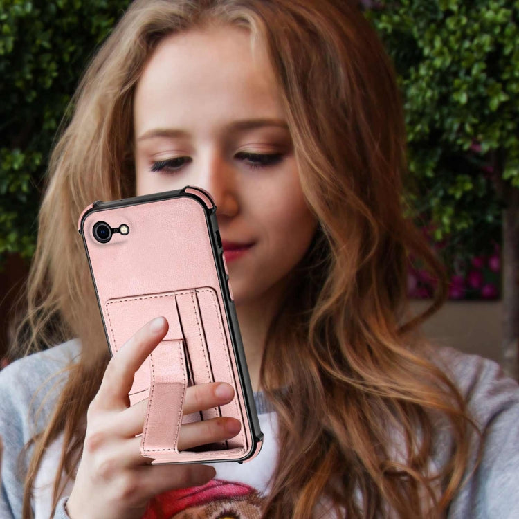 For iPhone SE 2022 / SE 2020 / 8 / 7 Dream PU+TPU Four-corner Shockproof Back Cover Case with Card Slots & Holder