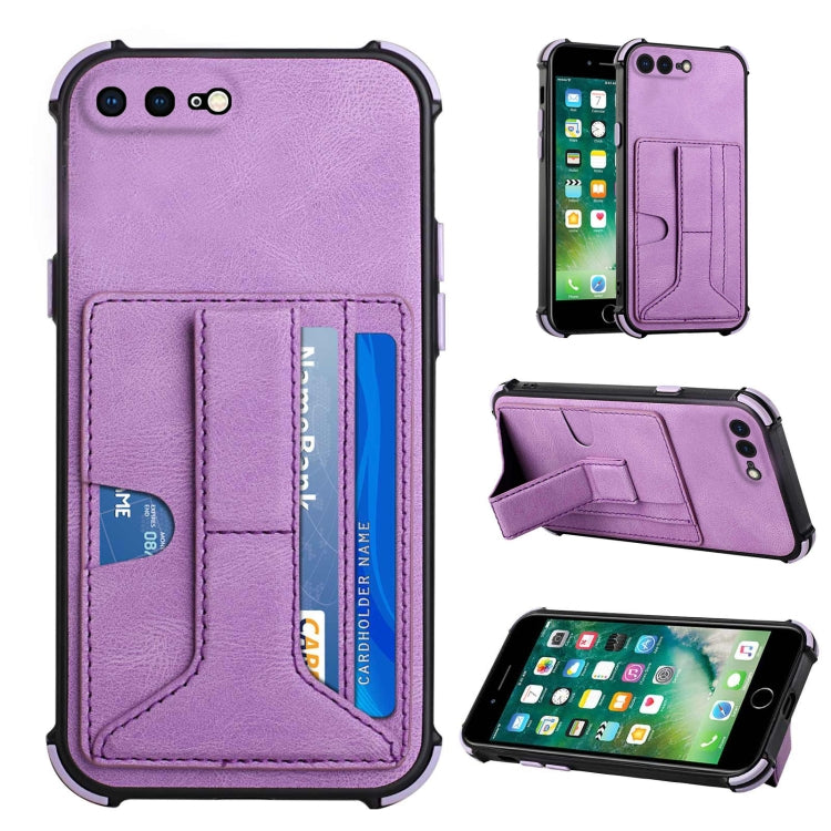 Dream PU+TPU Four-corner Shockproof Back Cover Case with Card Slots & Holder For iPhone 8 Plus / 7  Plus