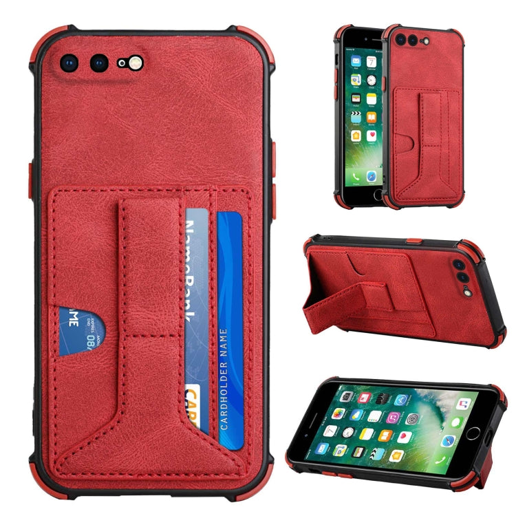 Dream PU+TPU Four-corner Shockproof Back Cover Case with Card Slots & Holder For iPhone 8 Plus / 7  Plus