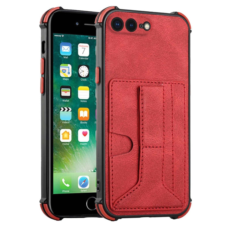 Dream PU+TPU Four-corner Shockproof Back Cover Case with Card Slots & Holder For iPhone 8 Plus / 7  Plus
