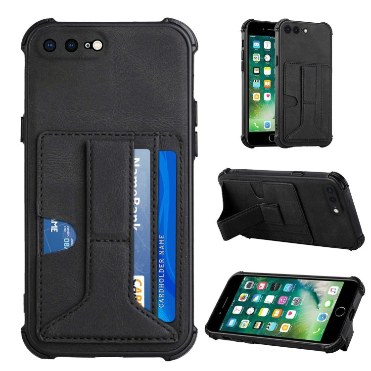 Dream PU+TPU Four-corner Shockproof Back Cover Case with Card Slots & Holder For iPhone 8 Plus / 7  Plus