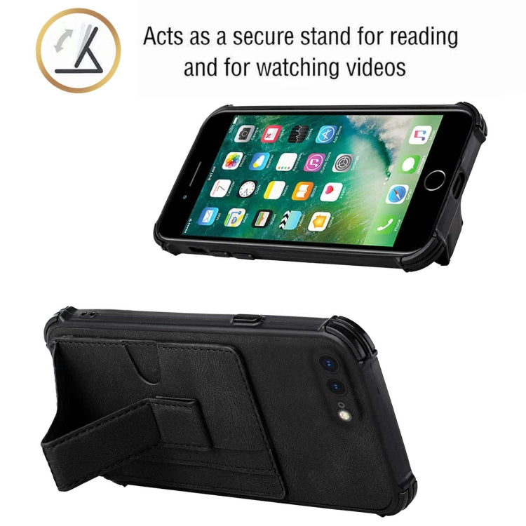 Dream PU+TPU Four-corner Shockproof Back Cover Case with Card Slots & Holder For iPhone 8 Plus / 7  Plus