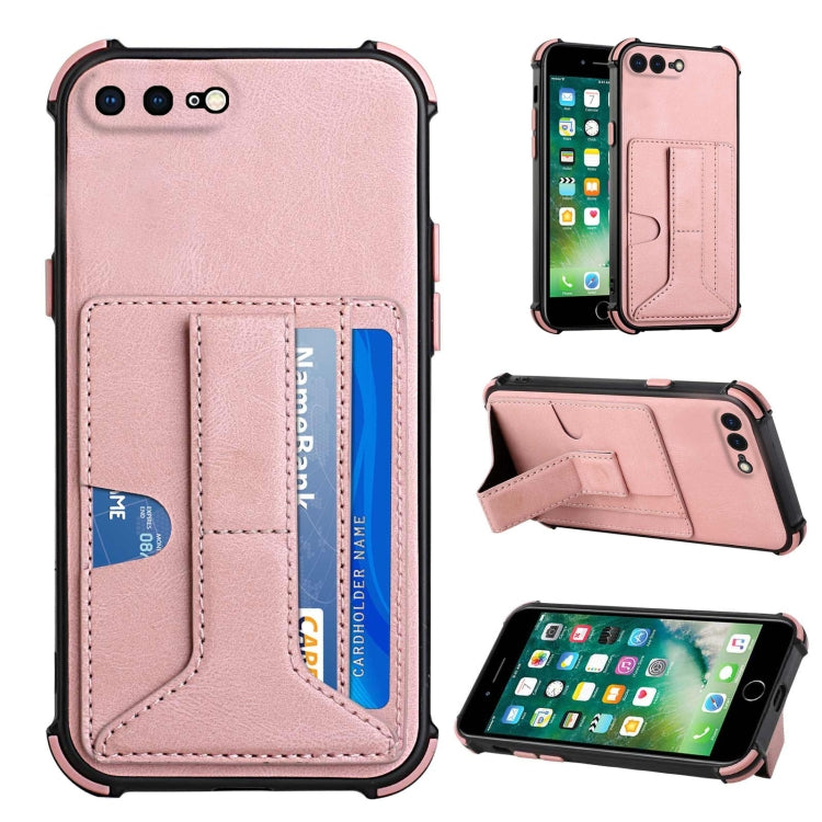 Dream PU+TPU Four-corner Shockproof Back Cover Case with Card Slots & Holder For iPhone 8 Plus / 7  Plus