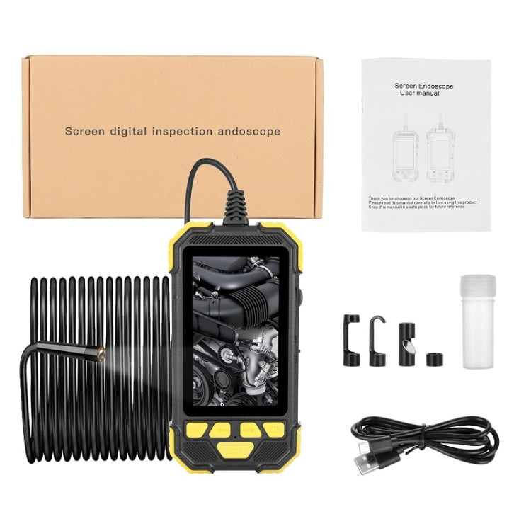 Y19 8mm Single Lens Hand-held Hard-wire Endoscope with 4.3-inch IPS Color LCD Screen, Cable Length:10m(Yellow)