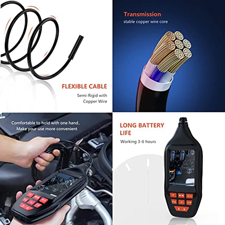 M30 720P 8mm Single Lens HD Industrial Digital Endoscope with 3.0 inch TFT Screen, Cable Length:5m Hard Cable(Black)