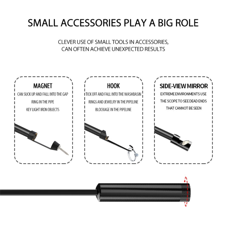 M30 1080P 8mm Dual Lens HD Industrial Digital Endoscope with 3.0 inch TFT Screen, Cable Length:1m Hard Cable(Black)