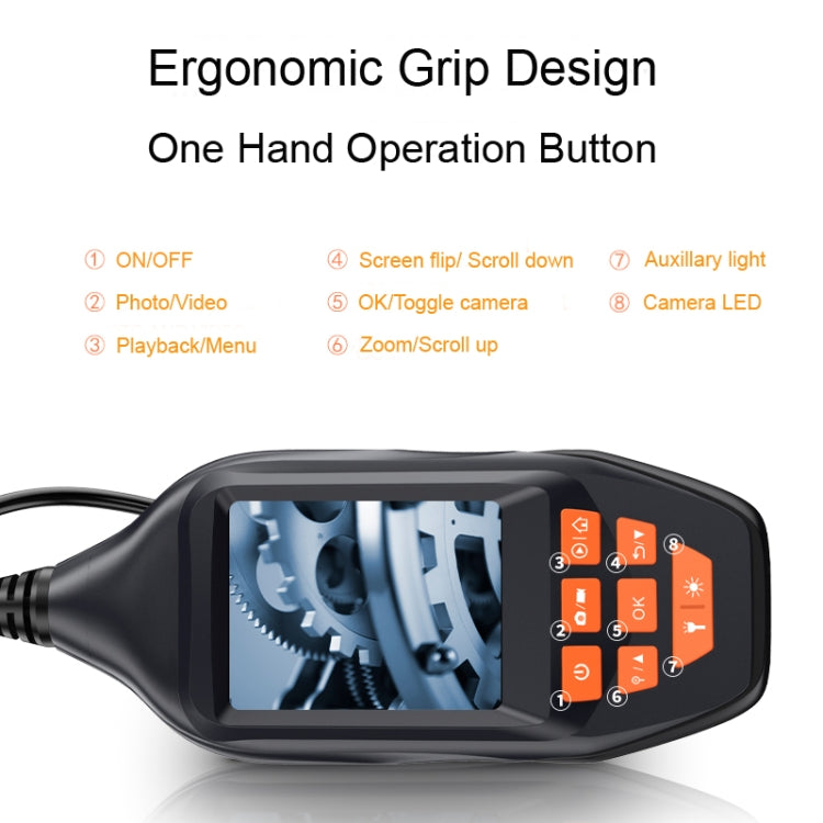 M30 1080P 8mm Dual Lens HD Industrial Digital Endoscope with 3.0 inch TFT Screen, Cable Length:10m Hard Cable(Black)