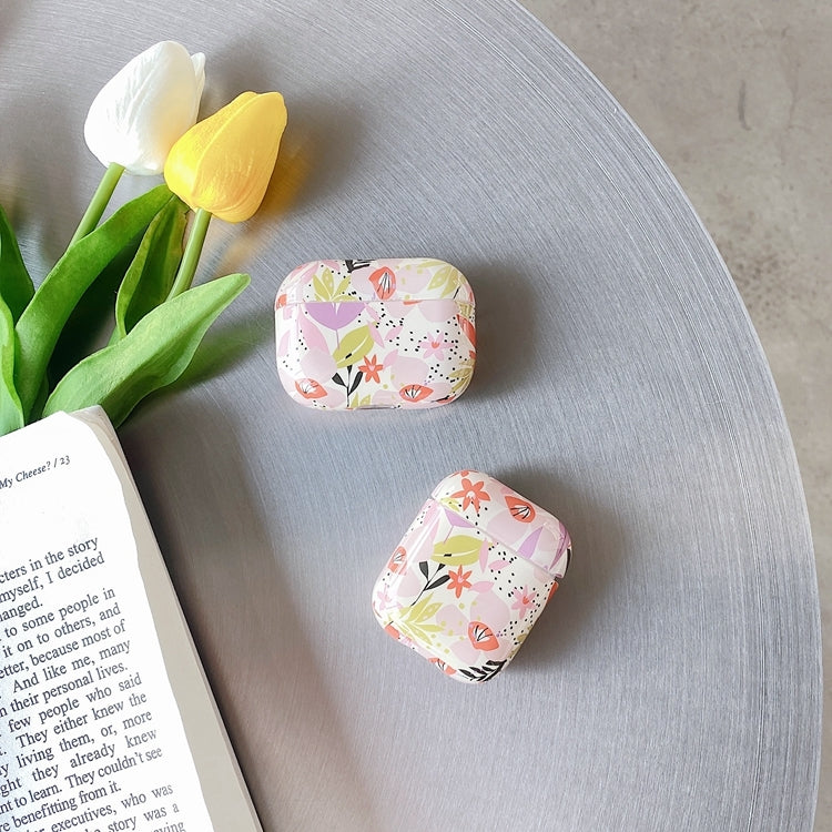 Flowers Anti-fall Wireless Earphone PC Protective Case For AirPods Pro(Olive)