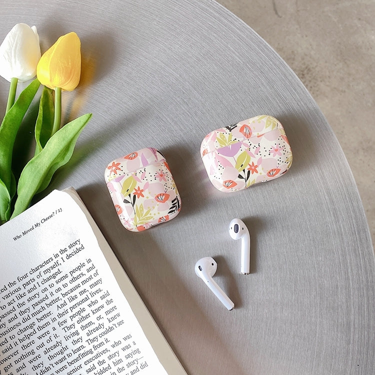Flowers Anti-fall Wireless Earphone PC Protective Case For AirPods Pro(Olive)