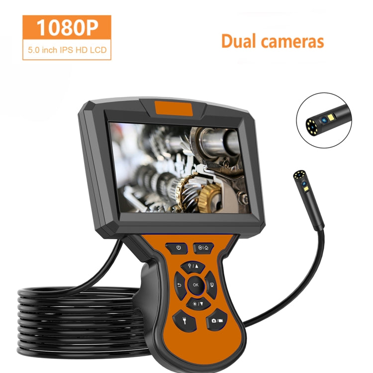 M50 1080P 8mm Dual Lens HD Industrial Digital Endoscope with 5.0 inch IPS Screen, Cable Length:1m Hard Cable