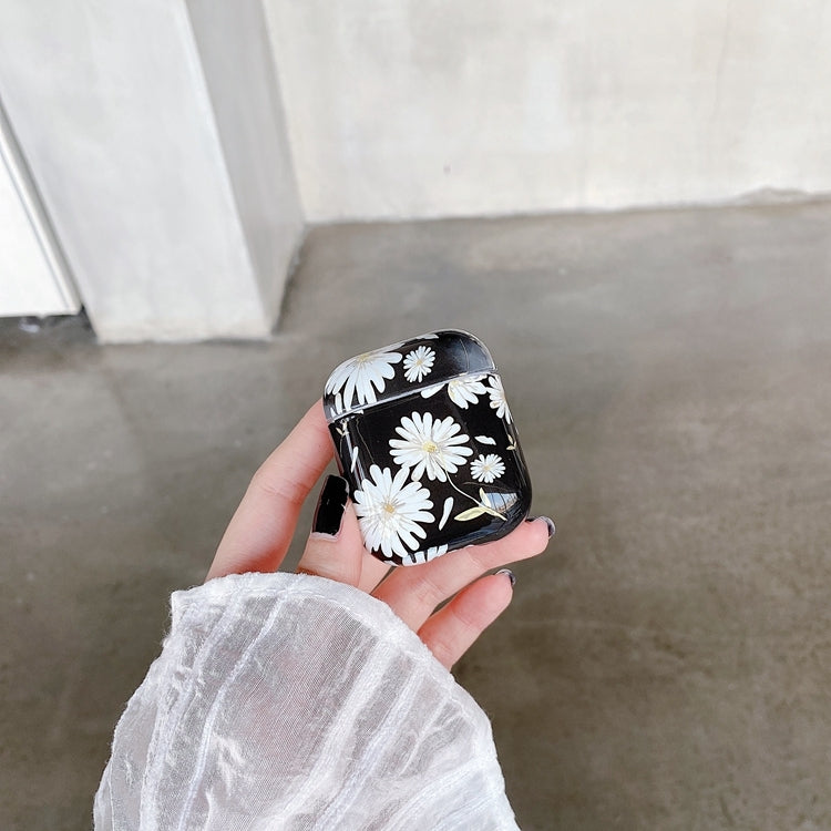 Little Daisy Anti-fall Wireless Earphone PC Protective Case For AirPods 1/2(Black)