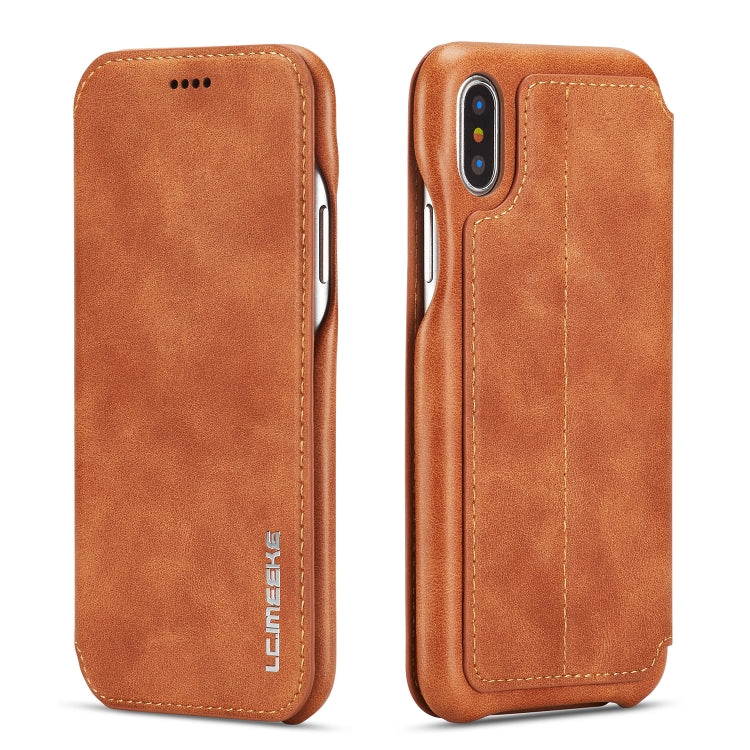 For iPhone X / XS Hon Ancient Series Leather Case with Card Slots & Holder & Wallet