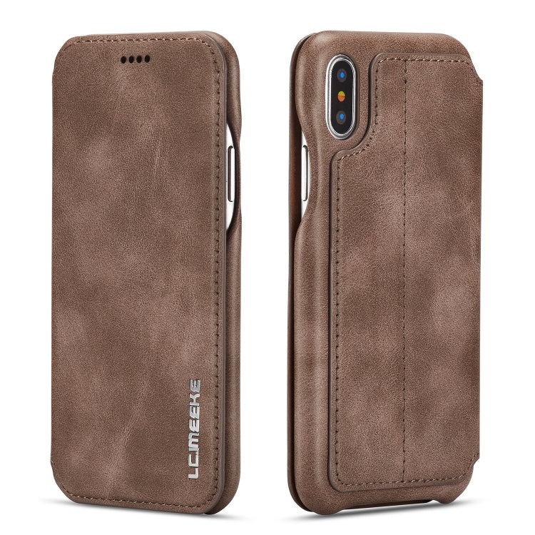 For iPhone X / XS Hon Ancient Series Leather Case with Card Slots & Holder & Wallet