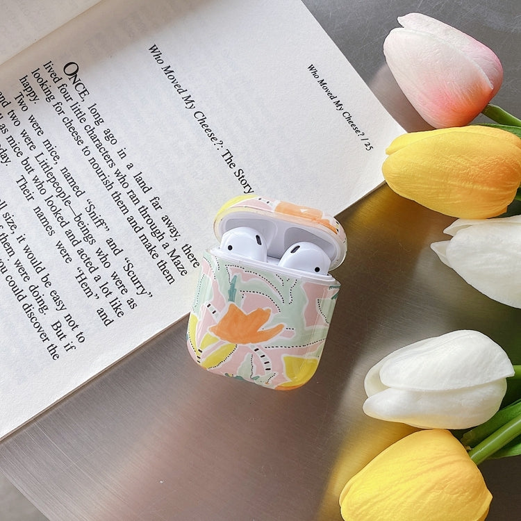 Yellow Flowers Anti-fall Wireless Earphone PC Protective Case For AirPods 1/2