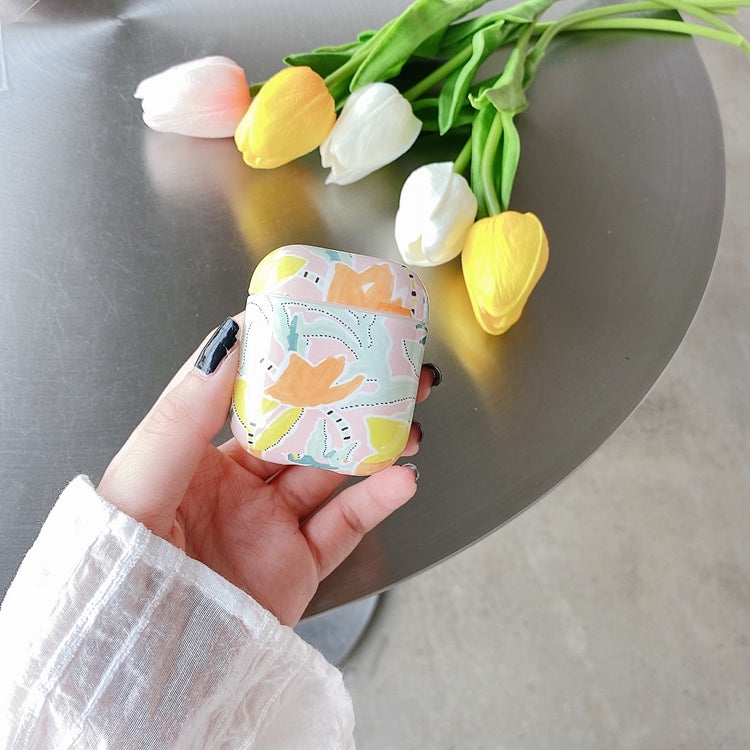 Yellow Flowers Anti-fall Wireless Earphone PC Protective Case For AirPods 1/2
