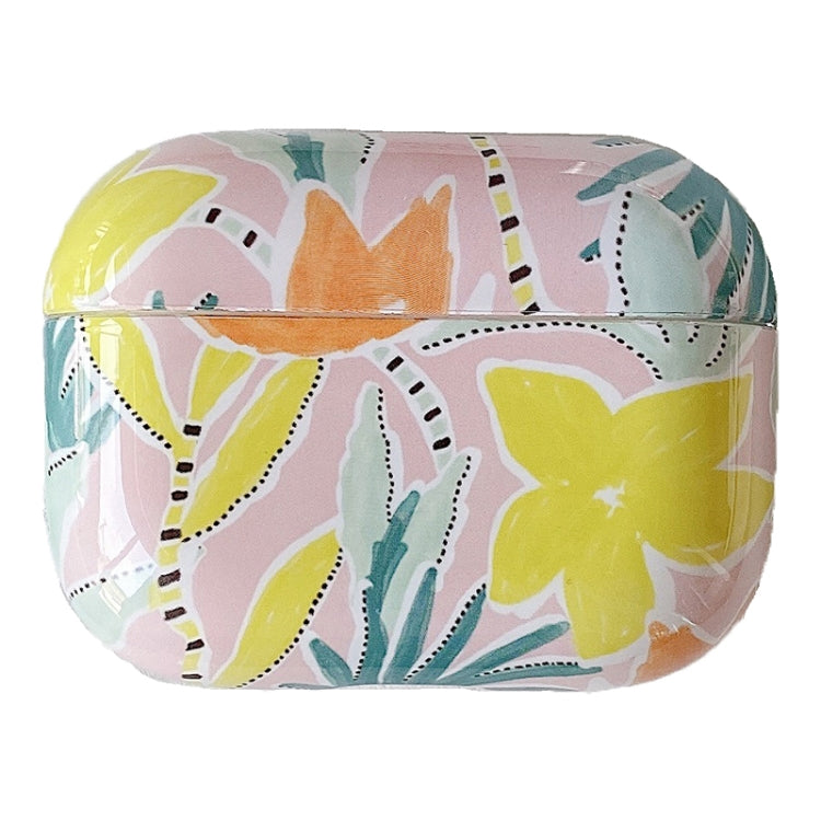 Yellow Flowers Anti-fall Wireless Earphone PC Protective Case For AirPods Pro