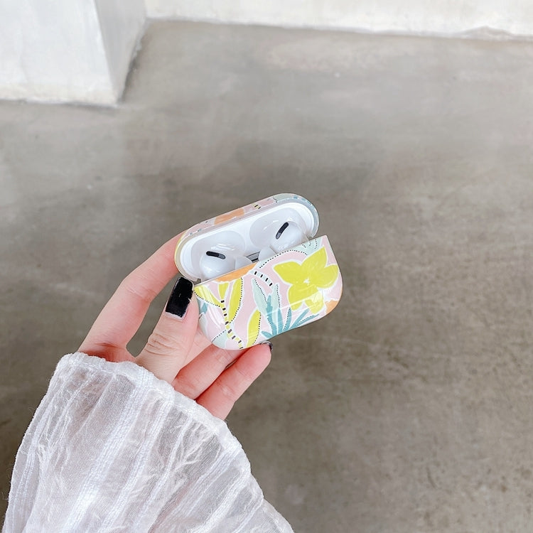 Yellow Flowers Anti-fall Wireless Earphone PC Protective Case For AirPods Pro