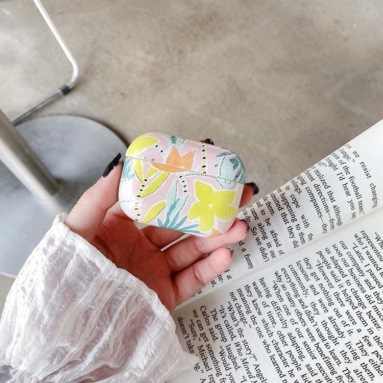 Yellow Flowers Anti-fall Wireless Earphone PC Protective Case For AirPods Pro