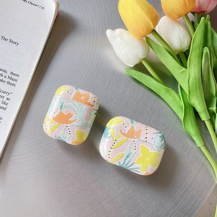 Yellow Flowers Anti-fall Wireless Earphone PC Protective Case For AirPods Pro