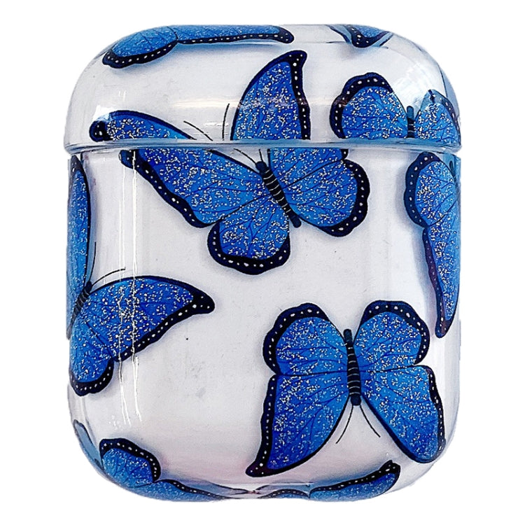 Glitter Powder Butterfly Anti-fall Wireless Earphone PC Protective Case For AirPods 1/2