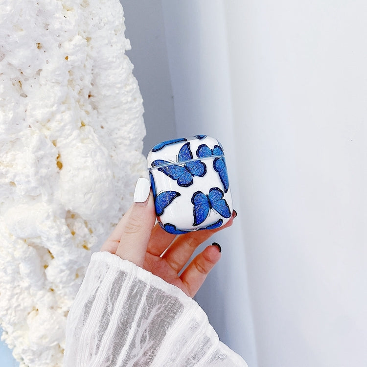 Glitter Powder Butterfly Anti-fall Wireless Earphone PC Protective Case For AirPods 1/2