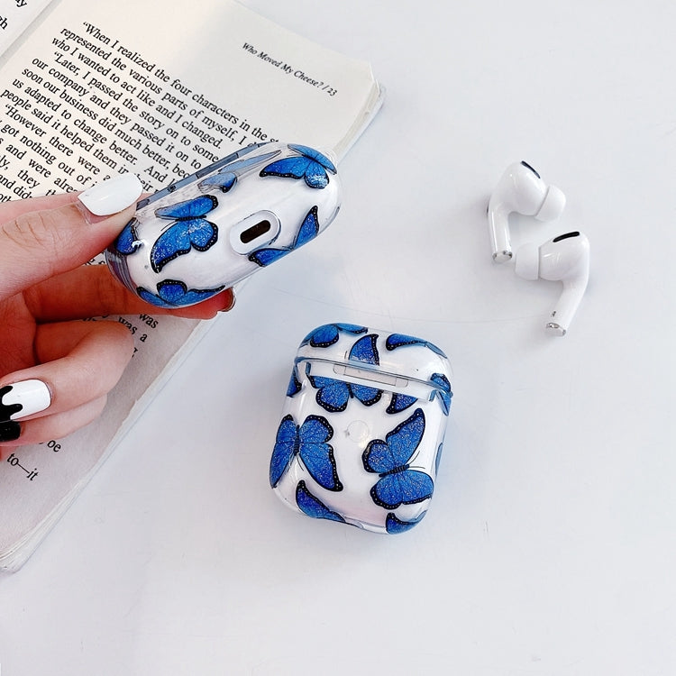 Glitter Powder Butterfly Anti-fall Wireless Earphone PC Protective Case For AirPods Pro