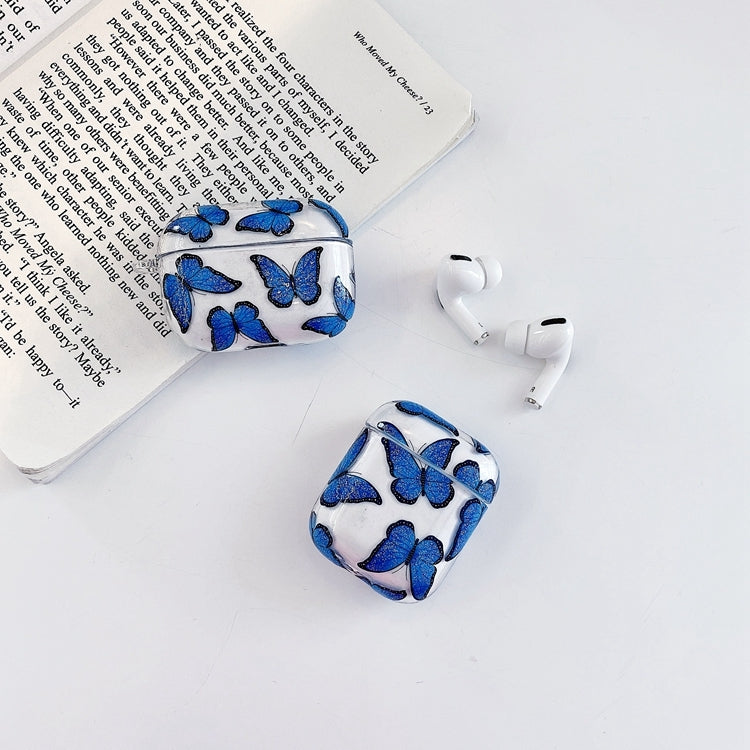 Glitter Powder Butterfly Anti-fall Wireless Earphone PC Protective Case For AirPods Pro