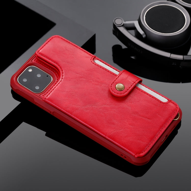 For iPhone 11 Pro Max Buckle Zipper Shockproof Protective Case with Holder & Card Slots & Wallet & Lanyard & Photos Frame