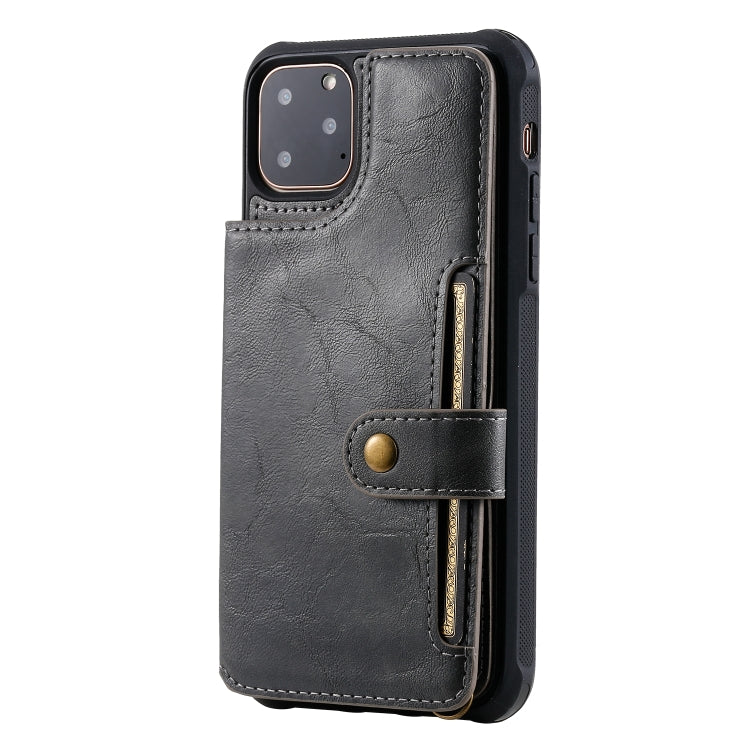 For iPhone 11 Pro Max Buckle Zipper Shockproof Protective Case with Holder & Card Slots & Wallet & Lanyard & Photos Frame