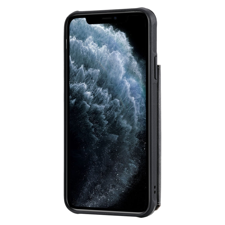 For iPhone 11 Pro Max Buckle Zipper Shockproof Protective Case with Holder & Card Slots & Wallet & Lanyard & Photos Frame