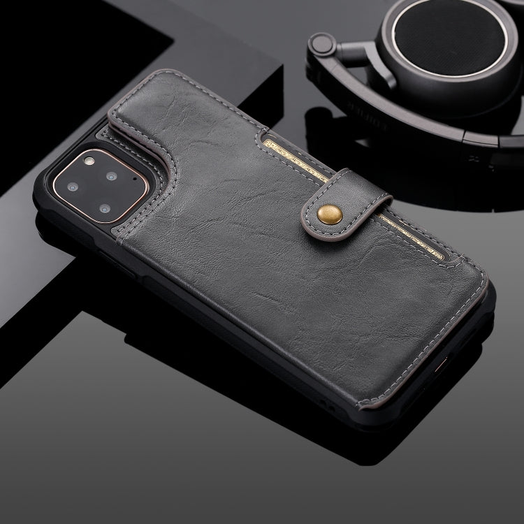 For iPhone 11 Pro Max Buckle Zipper Shockproof Protective Case with Holder & Card Slots & Wallet & Lanyard & Photos Frame