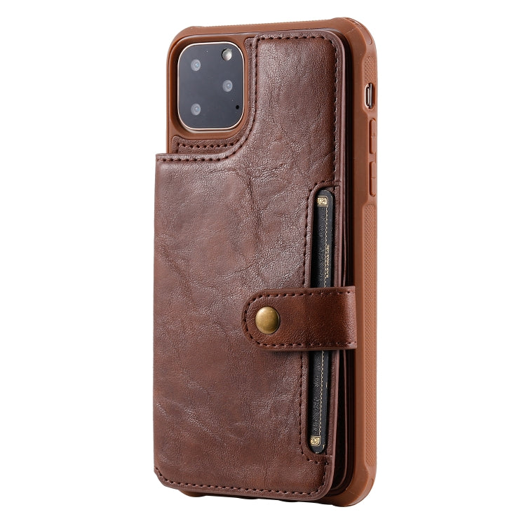For iPhone 11 Pro Max Buckle Zipper Shockproof Protective Case with Holder & Card Slots & Wallet & Lanyard & Photos Frame