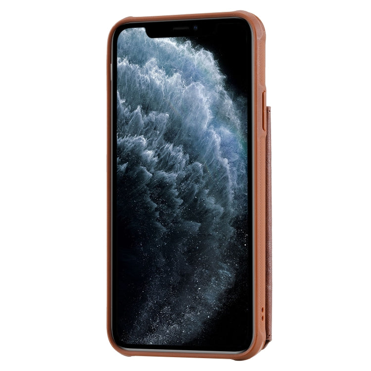 For iPhone 11 Pro Max Buckle Zipper Shockproof Protective Case with Holder & Card Slots & Wallet & Lanyard & Photos Frame