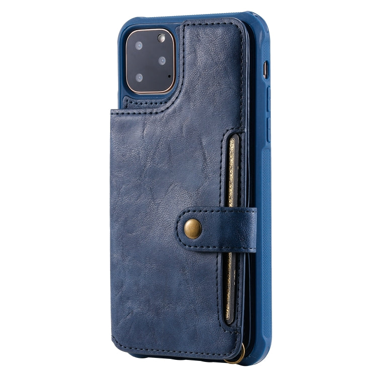 For iPhone 11 Pro Max Buckle Zipper Shockproof Protective Case with Holder & Card Slots & Wallet & Lanyard & Photos Frame