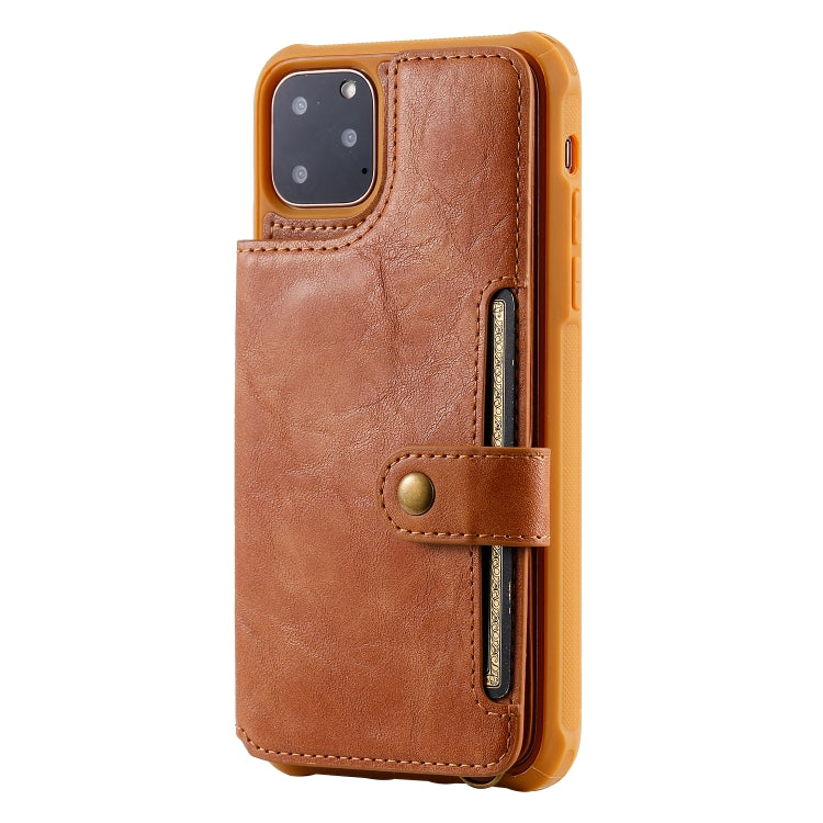 For iPhone 11 Pro Max Buckle Zipper Shockproof Protective Case with Holder & Card Slots & Wallet & Lanyard & Photos Frame