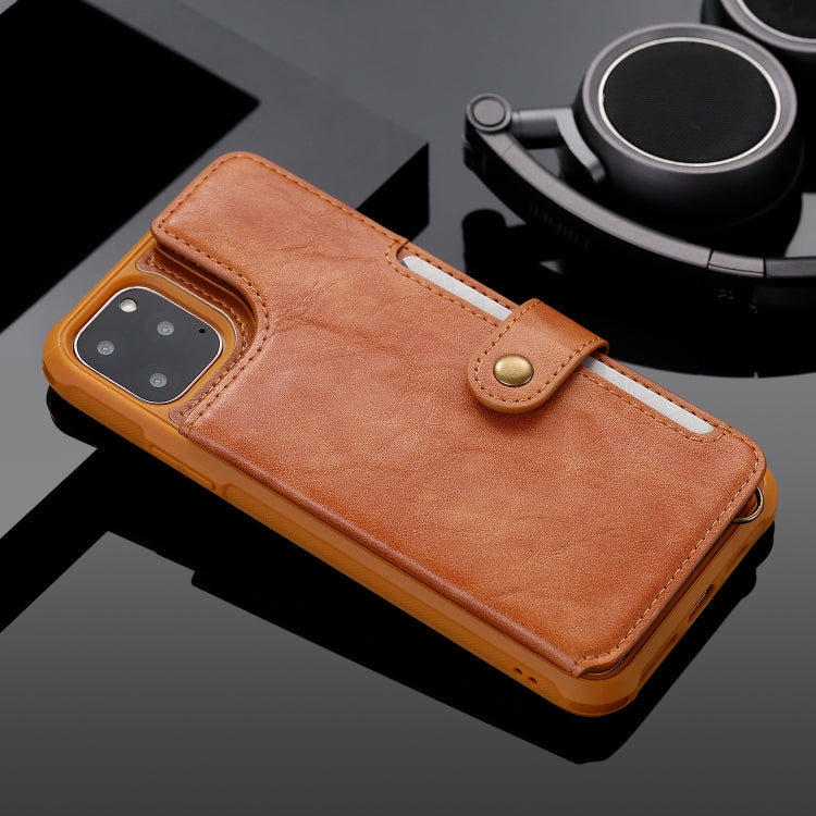 For iPhone 11 Pro Max Buckle Zipper Shockproof Protective Case with Holder & Card Slots & Wallet & Lanyard & Photos Frame