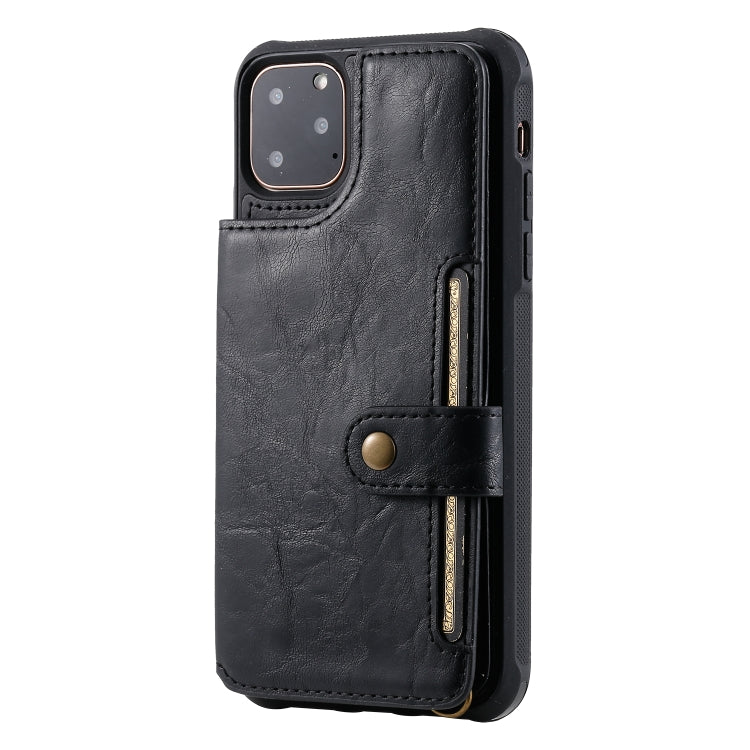 For iPhone 11 Pro Max Buckle Zipper Shockproof Protective Case with Holder & Card Slots & Wallet & Lanyard & Photos Frame