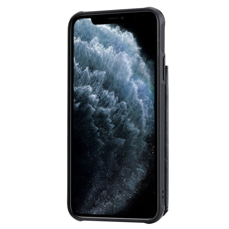 For iPhone 11 Pro Max Buckle Zipper Shockproof Protective Case with Holder & Card Slots & Wallet & Lanyard & Photos Frame
