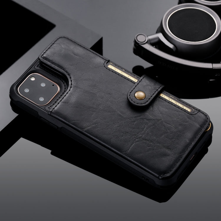 For iPhone 11 Pro Max Buckle Zipper Shockproof Protective Case with Holder & Card Slots & Wallet & Lanyard & Photos Frame