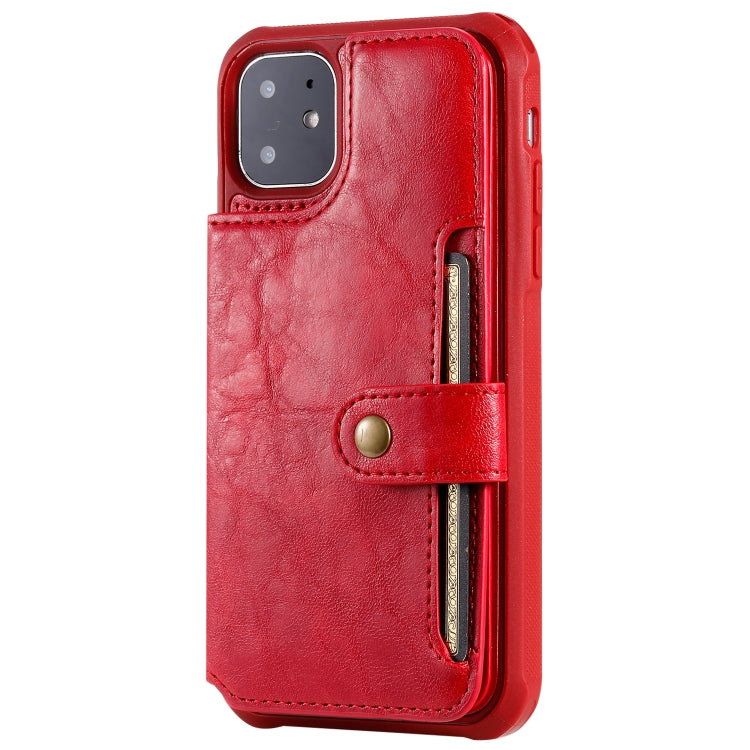 For iPhone 11 For  iPhone 11 Buckle Zipper Shockproof Protective Case with Holder & Card Slots & Wallet & Lanyard & Photos Frame