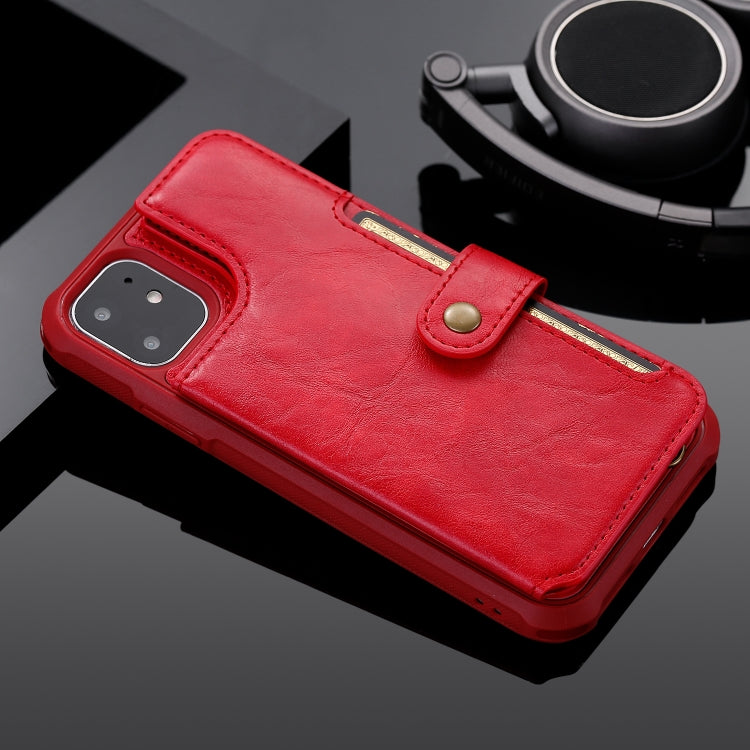 For iPhone 11 For  iPhone 11 Buckle Zipper Shockproof Protective Case with Holder & Card Slots & Wallet & Lanyard & Photos Frame
