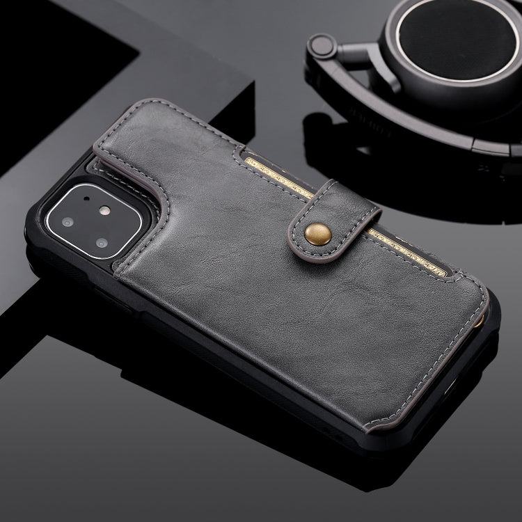 For iPhone 11 For  iPhone 11 Buckle Zipper Shockproof Protective Case with Holder & Card Slots & Wallet & Lanyard & Photos Frame