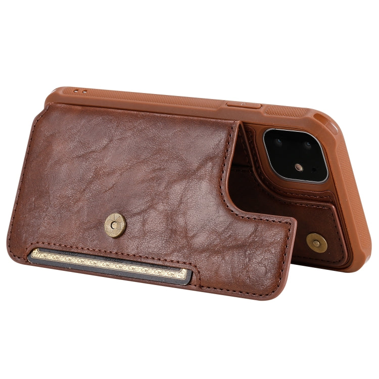 For iPhone 11 For  iPhone 11 Buckle Zipper Shockproof Protective Case with Holder & Card Slots & Wallet & Lanyard & Photos Frame